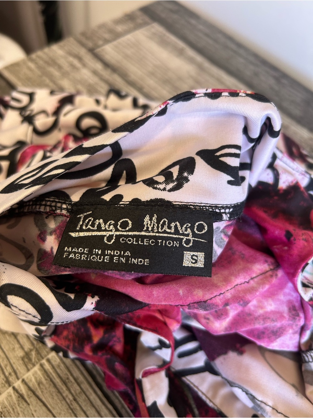 Tango Mango Tiered Ruffle Script Floral Print Dress Size S - Picture 6 of 6